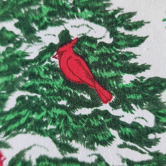 VTG Red Cardinals Birds Wall Decor Fabric Art Grannycore Cottagecore Christmas - Picture 9 of 16